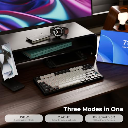 Image of Chilkey ND75 LP Low Profile Aluminum Mechanical Keyboard, 75 Percent Wireless Gaming Keyboard w /Screen, Tri-Mode, Quick Disassembly, RGB Backlit Key Board for Laptop Office PC (Black)