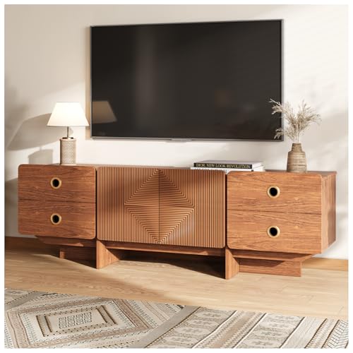 JOINICE 66" Fluted TV Stands for Living Room, Mid Century