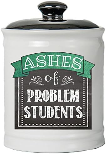 Cottage Creek Piggy Bank, Ashes of Problem Students Coin Bank, Teacher Appreciation Gifts, Round Ceramic Colorful Teacher Money Jar with Black Lid [White]