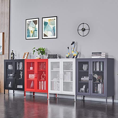 Nitetronic Black Steel Mesh Door Household Sideboard, Net Door Assemble Dining Room Cupboard Metal Bedroom Storage Cabinet Large Space Garage Organizer 3-Layers Living Room Cabinet #TOP5