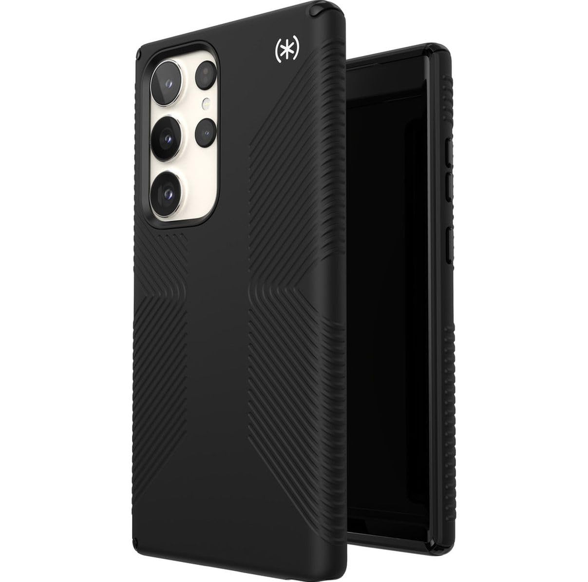 Speck Samsung Galaxy S23 Ultra Case - Drop Protection, Scratch Resistant & Shock-Absorbent Protective Case for Galaxy S23 Ultra - Slim Design with Extra Grip Protection - Black, White Presidio2