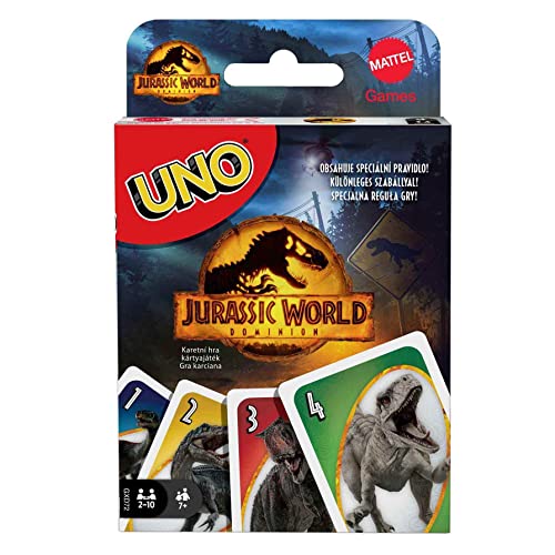Mattel Games, Juego de Cartas UNO Jurassic World 3, Juego de