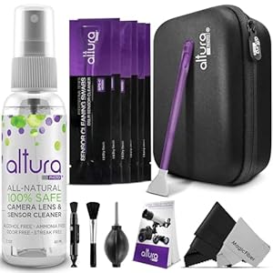 Altura Photo Professional Camera Cleaning Kit for APS-C DSLR & Mirrorless Cameras – Lens and Sensor Cleaner – Includes Case, Spray, Swabs, Blower, Brush, Tissue Paper