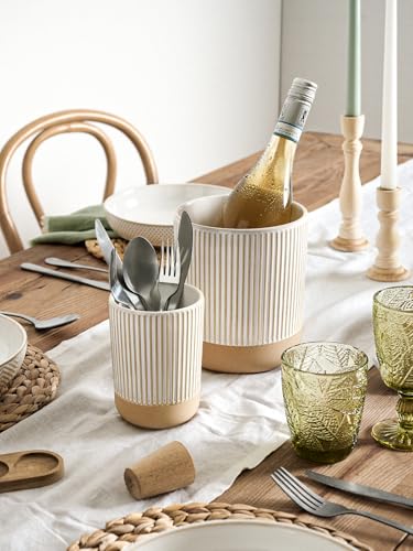 LE-TAUCI-Ceramic-Kitchen-Utensil-Holder-Set-of-2-6953-Large-Cooking-Utensil-Crock-Organizer-for-Spatula-Spoon-Whisk-Farmhouse-Countertop-Storage-Cream-Beige-Line