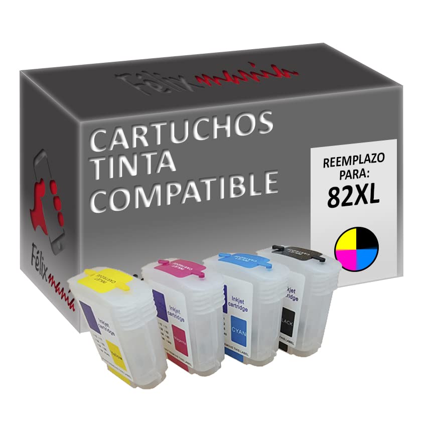 4X Cartuchos Tinta Compatible para HP 82 XL