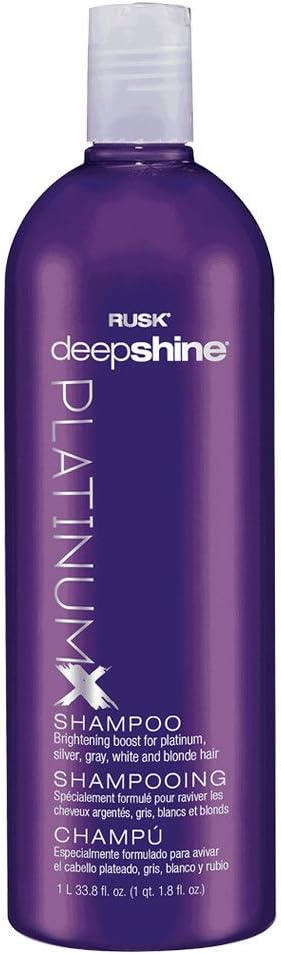 RUSK Deepshine PlatinumX Shampoo, 33.8 Oz, Gentle Cleansing Shampoo, Brightening Boost for Platinum, Silver, Gray, White, and Blonde Hair, Removes Yellows to Brighten Hair