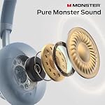 Monster N-Tune mini 02 Noise Cancelling Headphones, Over Ear Headphone Foldable Design, 50H Playtime Headphones Wireless, Bluetooth 6.0, Adjustable Lightweight and Comfortable for Travel, Blue