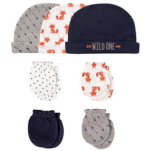 Image of Hudson Baby Unisex Baby Cotton Cap and Scratch Mitten Set
