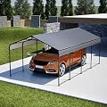 KEIKI 12x20 FT Metal Carports, Heavy Duty Carport Canopy with Galvanized Steel Roof, Outdoor Garage Car Shelter Shade for Car, Truck and Boats, Black