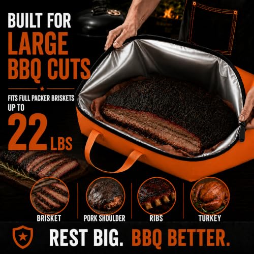 Image of BBQ Blanket for Resting Meat - 21.6 inch Insulated Meat Resting Bag | Odor-free leakproof TPU core; 5-layer insulation helps retain heat & moisture; wide-mouth design; reinforced handles & zipper