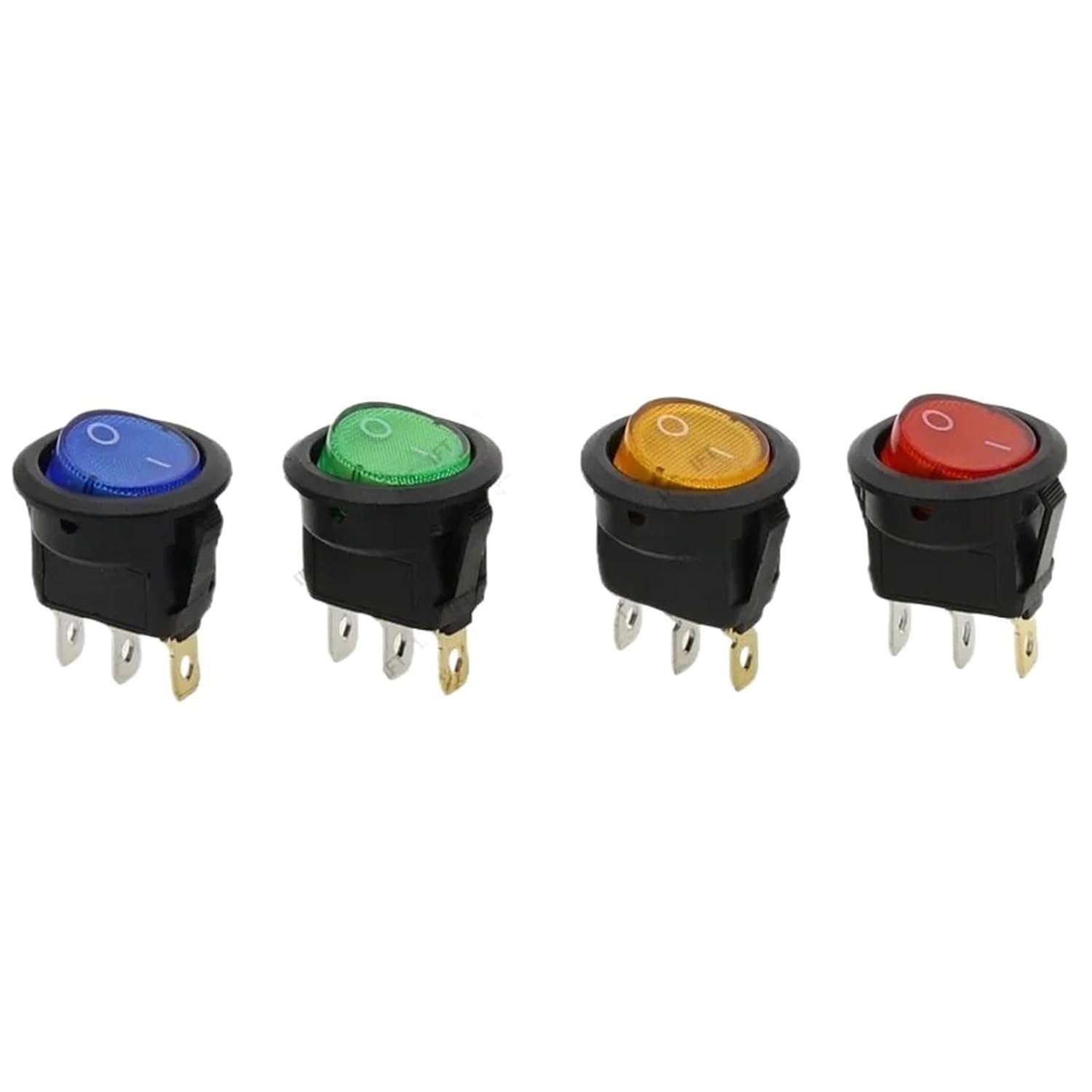 1PCS ON/Off Round Rocker Switch LED Illuminated Car Dashboard Boat Van 5-12V 220V / 6A 250V 10A 125V 2/3/4PIN 20MM(Dot-Green-Round,220 V)