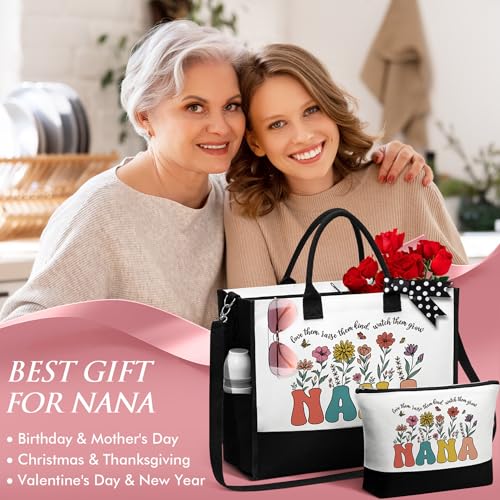 MAYICIVO Best Grandma Mothers Day Gifts for Nana from Granddaughter Grandchildren Grandkids, Unique Grandma Birthday Gifts Nana Canvas Tote Bag & Makeup Bag Gift for New Grandmother Gigi Mimi3