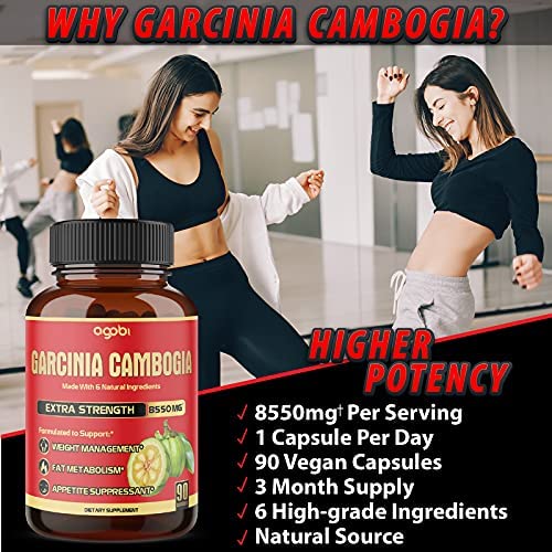 Agobi Pure Garcinia Cambogia Capsules 8550Mg - 6In1 With Green Tea, Arjuna, Garlic Bulb, Turmeric & Black Pepper - Weight Support Supplement - Appetite Suppressant - 90 Counts #TOP4
