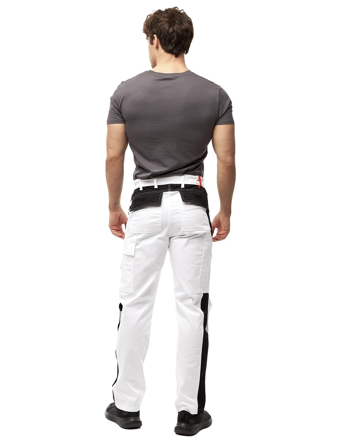 strongAnt® - Pantalon de Peintre élastique, Les plâtriers Pantalon de Travail Blanc Poches pour genouillères, Fermeture éclair YKK + Bouton YKK - Fait dans l'UE -Cotton 260 gm