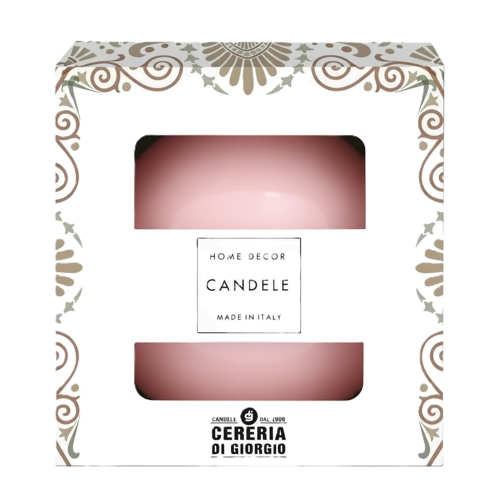 Decorative Lacquered Ball Candle Diameter 10 cm - Duration 49 Hours - Colour Powder Pink - Gift Box Cereria Di Giorgio