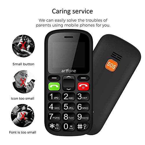 artfone-Telefonos-moviles-para-MayoresSenior-Telefono-Celular-con-Teclas-Grandes-SOS-Boton-Pantalla-de-177-Doble-SIM-Llamada-rapida-Sonido-Fuerte-de-Radio-1000mAh-Bateria-Negro