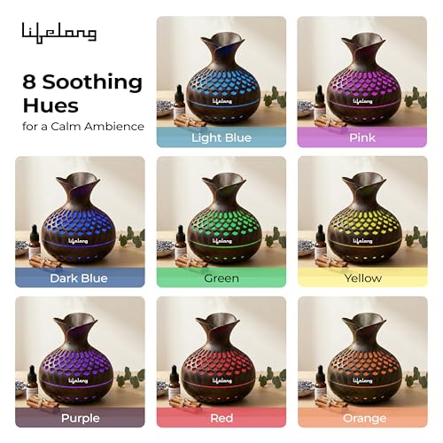 Image of Lifelong Flower Home Humidifier & Essential Oil Diffuser | 300ml Tank Capacity | Ultrasonic Aromatherapy for Home, Office & Bedroom with Soothing Light for Relaxation| Essential Oil Fragrance Diffuser