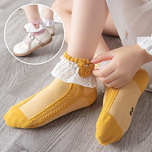Buy 5 Pairs Toddler Ruffle Socks,kid Girl Cute Frilly Lace Cotton Ankle