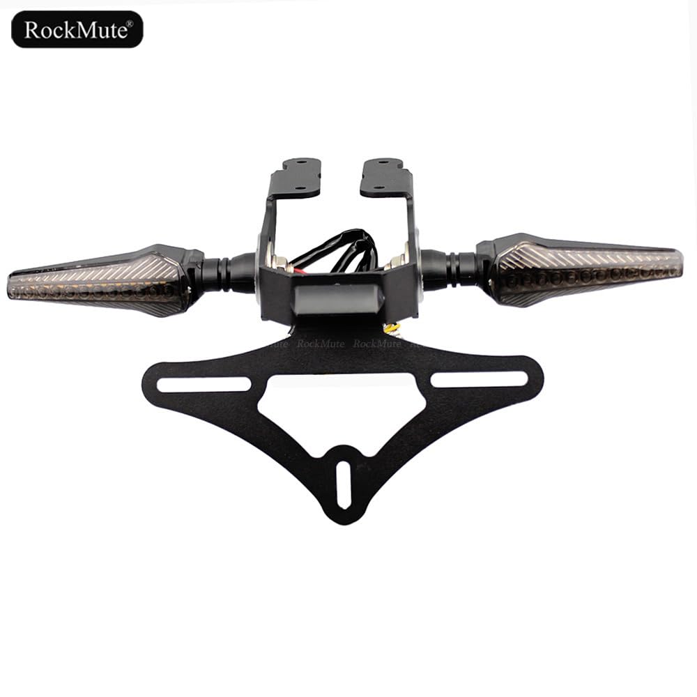 Tylny uchwyt tablicy rejestracyjnej do Kawasaki Ninja 650 Z650 2022 2023 Motocykl, Eliminator błotnika, uchwyt, kierunkowskaz sekwencyjny, płynące światło LED (pełny zestaw (uchwyt + wskaźniki)