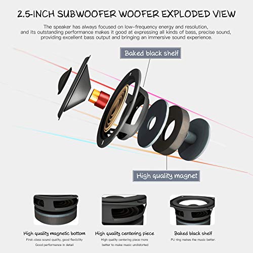 PC Computer Speakers, Reccazr SP2040 USB-Powered Multimedia Desktop Speaker with Stereo Sound Built-in 4 Diaphragms|Red (2070 RED) - Thumbnail 3