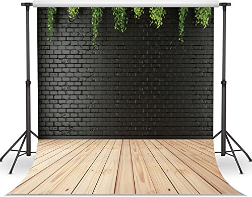 Fondo fotográfico 10x10 ft ladrillo negro y piso de madera miniatura 3