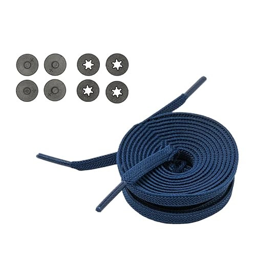 Lock Laces Flat Laces No Tie Elastic Shoelaces – Stylish No Show for Casual & Fashion Shoes – One-Size, Easy to Install (Navy)