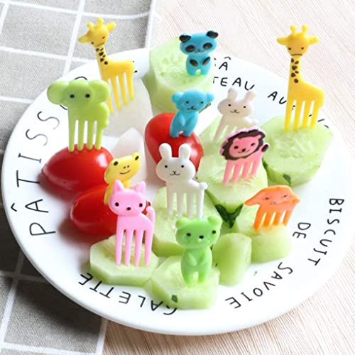 Image of Street27 10Pcs Food Fruit Fork Picks for Kids Cute Animals Bento Box Decor Forks Cake Little Forks Dessert Forks Cartoon Toothpick for Kids Cake Dessert Kids Cocktail Sticks (10pcs Cute Animals - A)