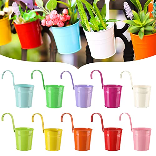 POOPHUNS 10er Set Metall Blumentöpfe, Bunte...