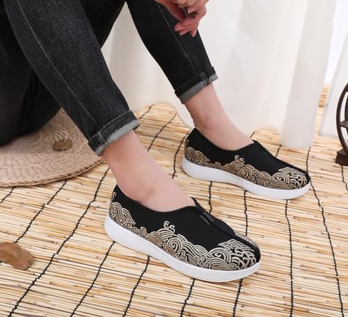 Embroidered Traditional Chinese Dragon Slip-On Canvas Loafers for Men - Comfortable and Stylish Casual Walking Shoes with Non-Slip Rubber Sole, Ideal for Everyday Wear Kung Fu shoes3