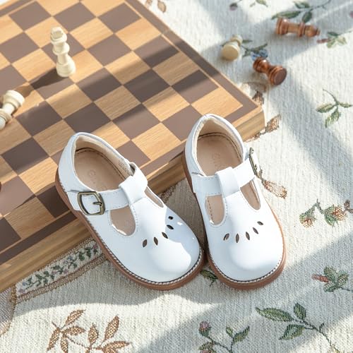 Image of GINFIVE Toddler Girls Dress Shoes Little Kids Flats School Mary Janes Shoes