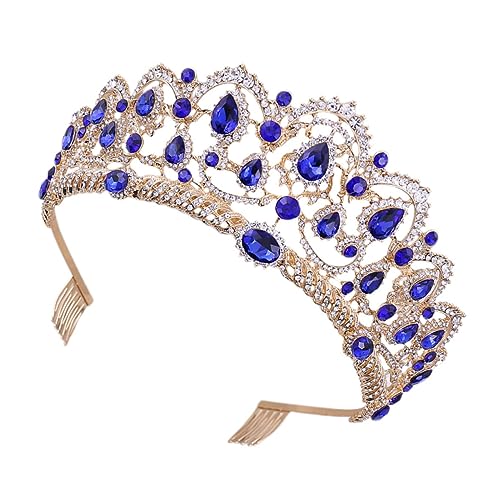 Peigne couronne de mariée bleue pour fêtes et bals