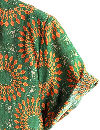 Vatpave SC11_SUNFLOWER_L Mens Casual Hawaiian Floral Shirts Short Sleeve Button Down Tropical Shirts Beach Summer Shirts Large Green Yellow thumb #2
