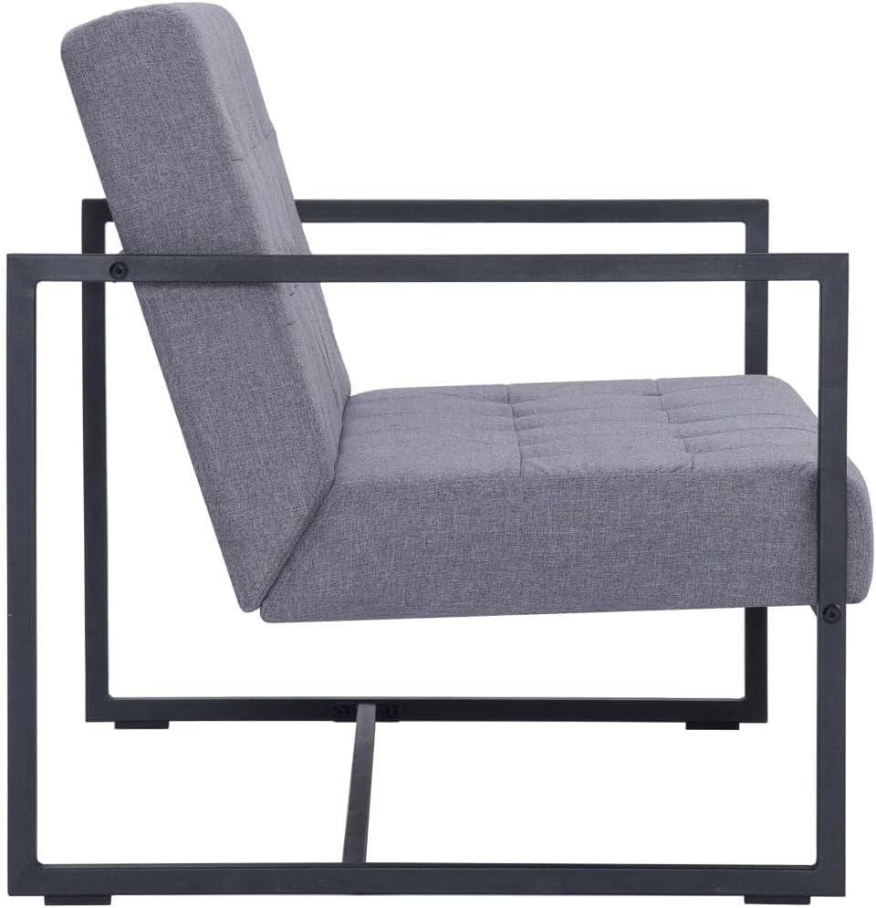 Armchair Light Grey Fabric 2-Seater Seats Many Loveseat Living Room Furniture