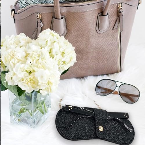 Image of Leather Sunglasses Bag Travel Glasses Case Holder Soft Leather Sunglasses Storage Case, Fashion Sunglass Organizer Case for Daily Use Travel 3 Pcs, Black