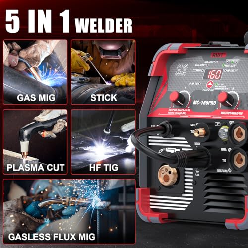 Image of AWT MIG Welding Machine,160A 5 in 1 Plasma Cutter Welder Combo HF TIG /Gas MIG /Flux MIG /Stick Welding,110 /220V Dual Voltage, Multi-Process Welder MIG88-160M
