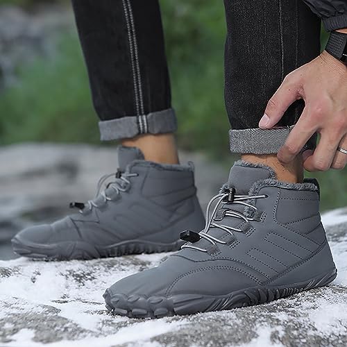 Dsisskai Wide Toe Box Barefoot Shoes for Women Men Waterproof Fur Lined Warm Winter Snow Boots Non Slip Quick Drying High Top Outdoor Hiking Trekking Walking Shoes4