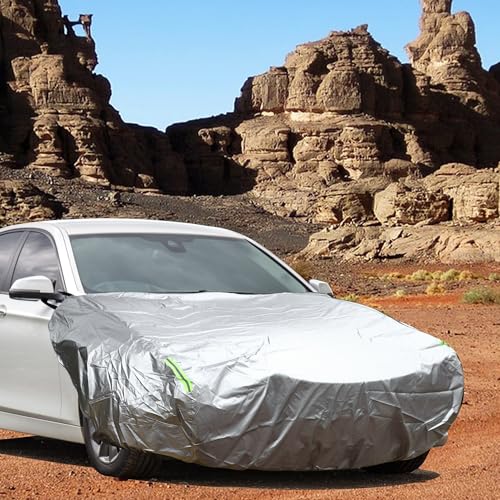 Image of ABSOPRO Car Windshield Cover Half Car Cover Top with Reflective Straps for Ice and Snow for Most Cars Silver Tone 210D Silver Tone 87 inch x 63 inch