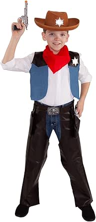 Costume Cowboy Bambino 9 Pezzi - Completo Con Cappello, Gilet E Accessori | Per Halloween E Carnevale - Foto 2