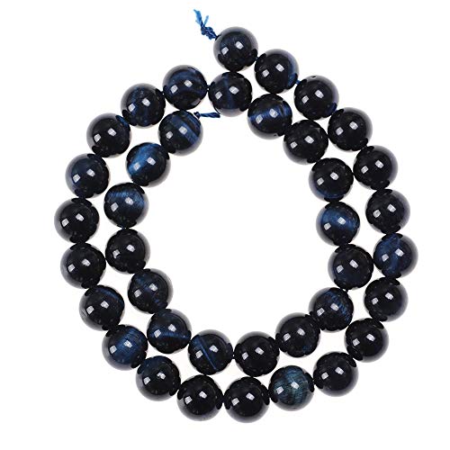 Natural Stone Beads 4mm Deep Blue Tiger Eye Gemstone Round Loose Beads Crystal Energy Stone Healing Power for Jewelry Making DIY,1 Strand 15"