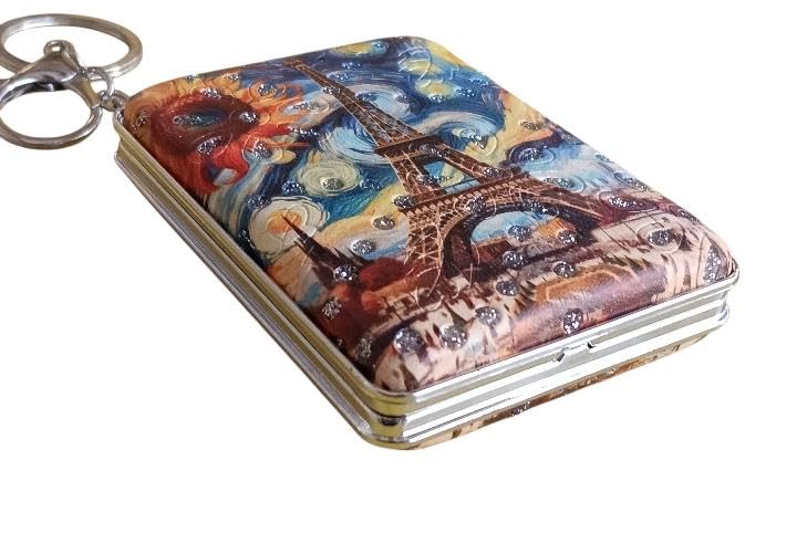 Pocket Mirror with Keyring, Double-Sided Printed Compact Makeup Mirror, Rhinestone Textured Travel Mirror Gift-image-19