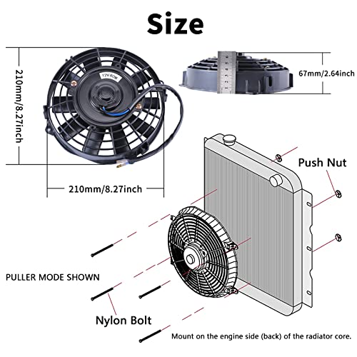 Fgjqefg WJ1006 7 Inch Black Universal Slim Fan Push Pull Electric Radiator 12V 80W High Performance Cooling Fan Mount Kit Set Of 2 thumb #1