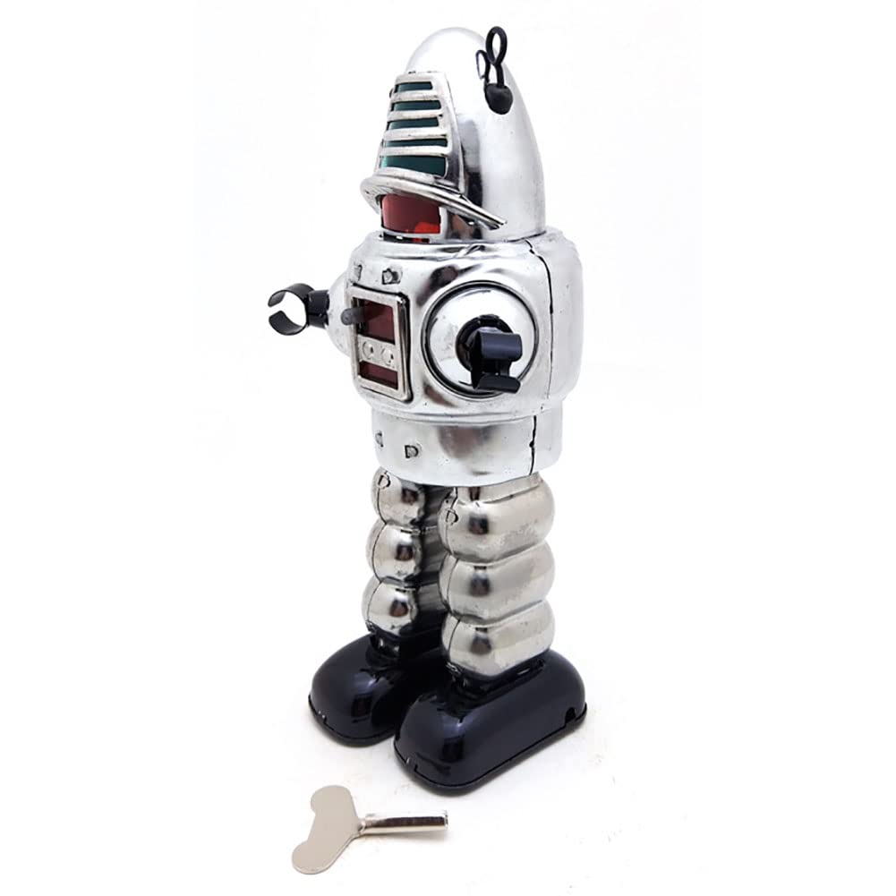 Wind Up Toy MS430 Recinzione Robot Latta Giocattolo Fotografia Oggetti di Scena Regali Creativi Vintage da Collezione Regalo per Bambini (Argento)