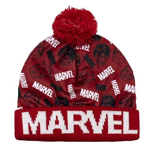 Bonnet Avengers pour enfant rouge taille 54 idéal pour la récréation en hiver