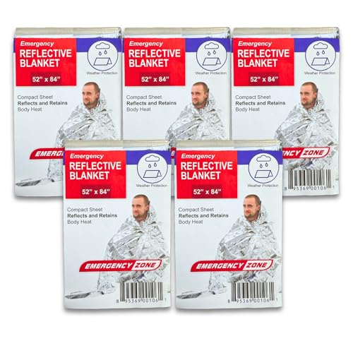 Image of [5 Pack] Thermal Reflective Emergency Blanket 52 inchx84 inch | Emergency Mylar Blankets | Survival Blanket for Survival Supplies | Camping, Hiking, or Emergencies
