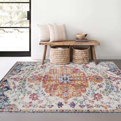 ZSSZO Large Living Room Boho Rugs Washable Bohemian Area Rug