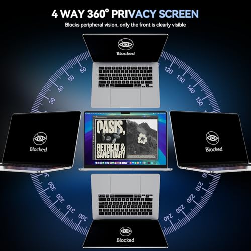 Image of Protescreen 360 Magnetic Privacy Filter forMacBook 13.6 /13 Inch (2022-2026, M2 M3 M4 M5), Anti Peep Anti Glare Blue Light Mac Privacy Film, 4-Way Privacy Filter
