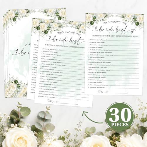 Who Knows The Bride Best Game for 30 Guests, Greenery Bridal Shower Games, Bridal Shower Ice Breaker Activity, Bachelorette Wedding Reception Supplies by BIGayo - Used condition - Image 5