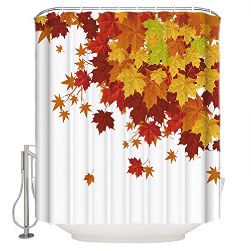 Shower Curtain 48"Wx72"H Shower Curtain Liner, Fall Harvest Thanksgiving Day Autumn Leaf Shower Curtains For Bathroom, Showers Stall, Camper & Clawfoot Tub, Waterproof Polyester Shower Curtain Set #TOP3