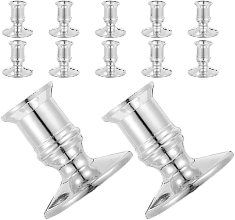 Electronic Candlestick Holders Set of 12 2.36 inch Plastic Candle Holder Bases for Dining Table Wedding Candlestick Centerpieces Party Decor Indoor Home Restaurant Use image 3