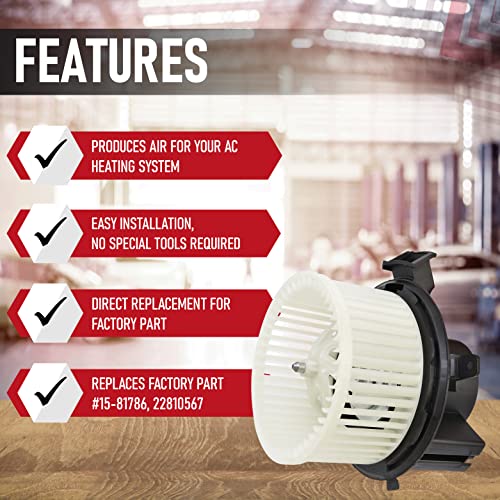 Ac Heater Blower Motor With Fan - Compatible With Buick, Chevy, Gmc & Saturn Vehicles - Enclave, Silverado, Silverado, Silverado 3500 Hd, Traverse, Acadia, Sierra - Replaces 15-81786, 22810567, 700236 #TOP1